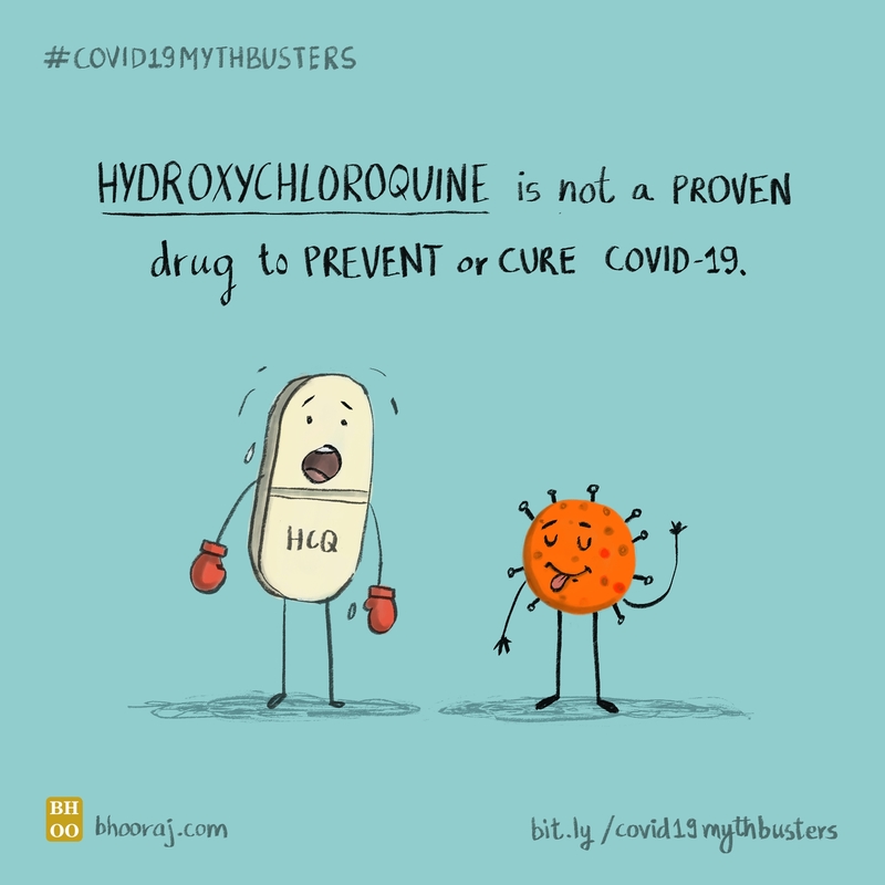 Illustration on COVID-19 myth about Hydroxychloroquine.