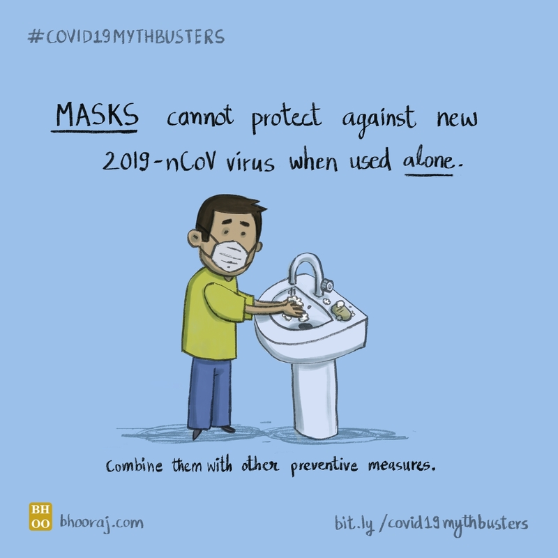 Illustration on COVID-19 myth about Masks.