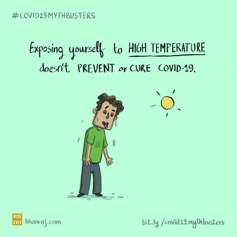 Illustration on COVID-19 myth about High Temperatures.