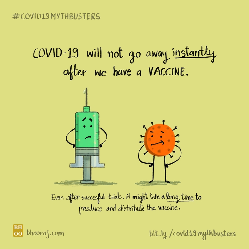 Illustration on COVID-19 myth about vaccine.